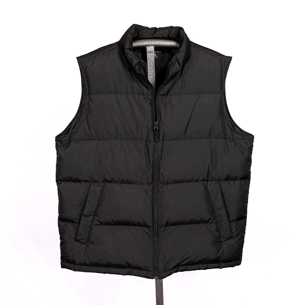 Lands' End Men's Packable Down Quilted Puffer Vest Size XL 46-48 Black Full-Zip